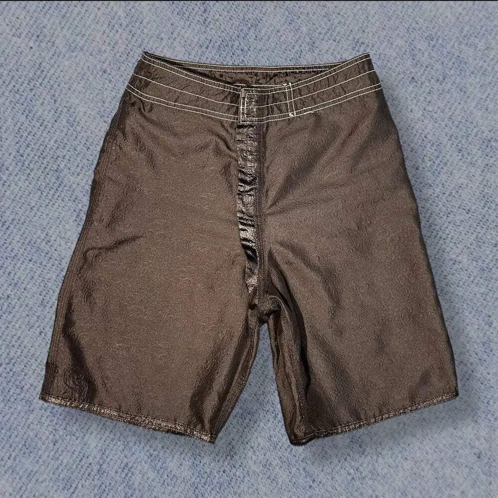 Vintage Quiksilver Men’s Board Shorts - Black Embossed Pattern - Size 29